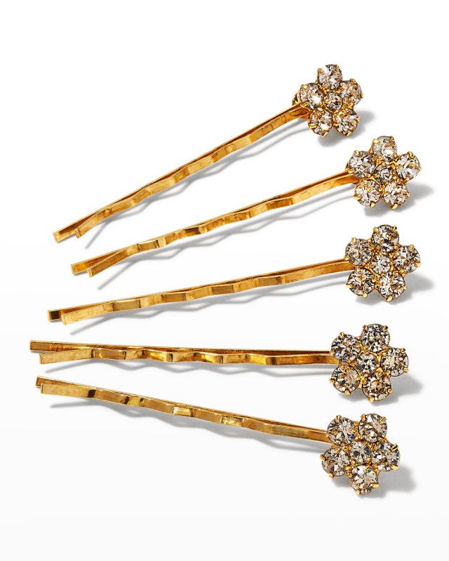 Violet Swarovski Crystal Floral Bobby Pins, Set of 5